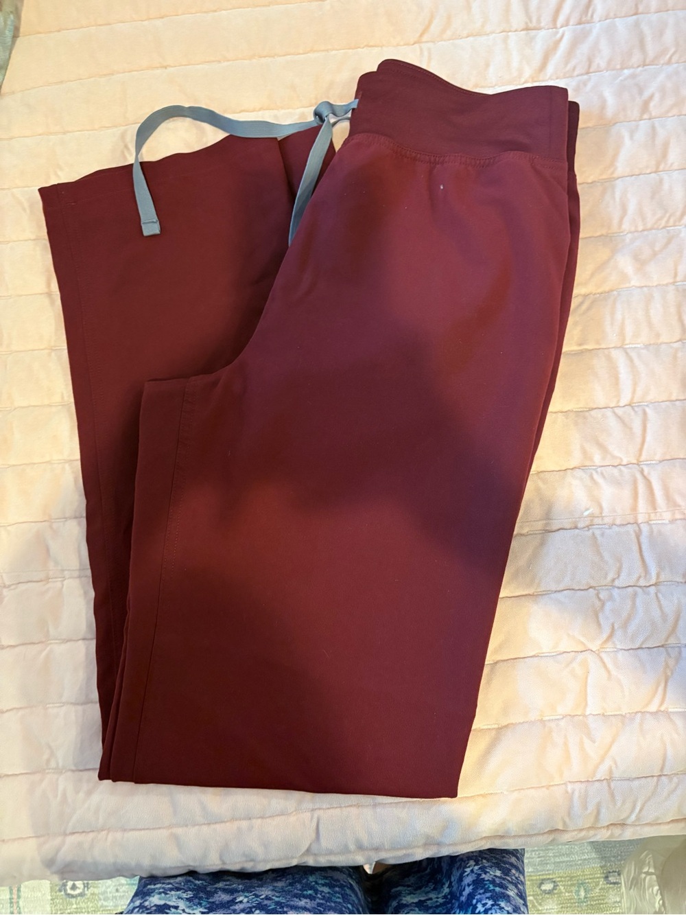 Figs Women's Burgundy Jogger Sweatpants with Light Blue Drawstring